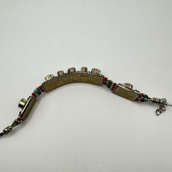 Absolutely amazing southwest style, silver plated and composite stone bracelet! - Picture 8 of 11